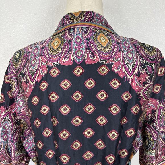 Eci New York Top Size 14 Y2K Silk Satin Tunic Tie Back Boho Indie Whimsigoth - Picture 11 of 14